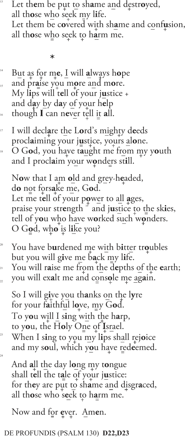 13 14 15 16 17 18 19 20 21 22 23 24 DE PROFUNDIS (PSALM 130)  D22,D23
