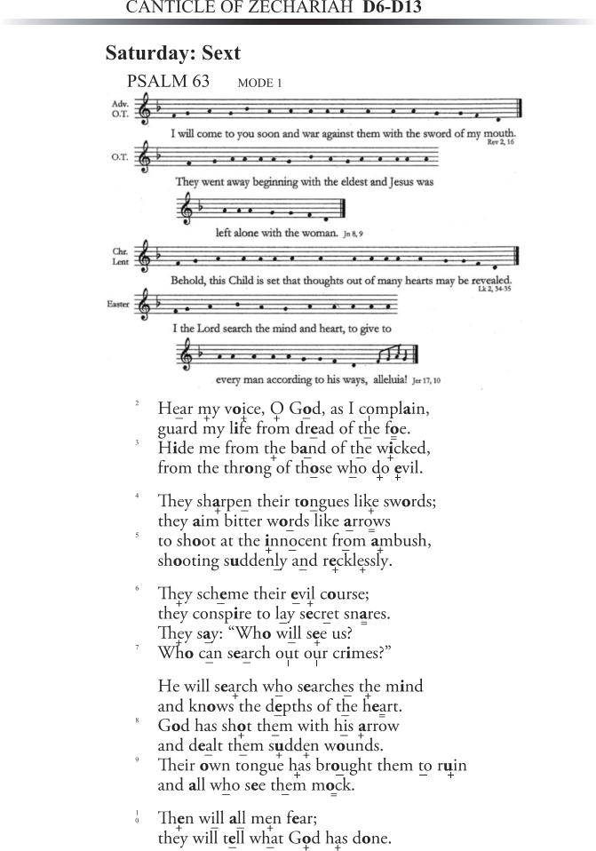 CANTICLE OF ZECHARIAH  D6-D13 Saturday: Sext PSALM 63      MODE 1 2 3 4 5 6 7 8 9 10